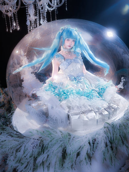 with Accents Blue White Layered Bow Lolita JSK and Dress Princess Ruffle Skirt