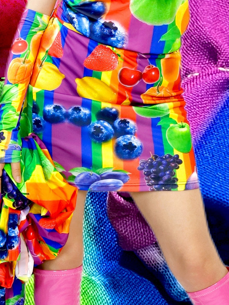 Bunter Rock mit Obst-Modedruck Gyaru