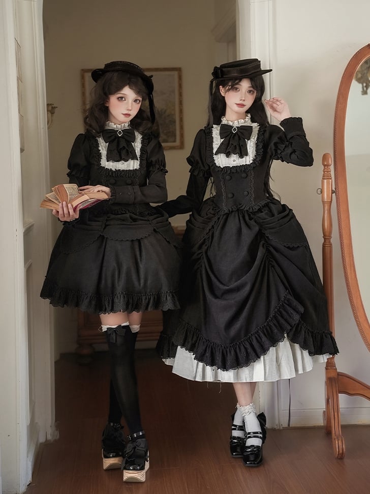 Ruffle Neckline Juliette and Black White Sleeves Top