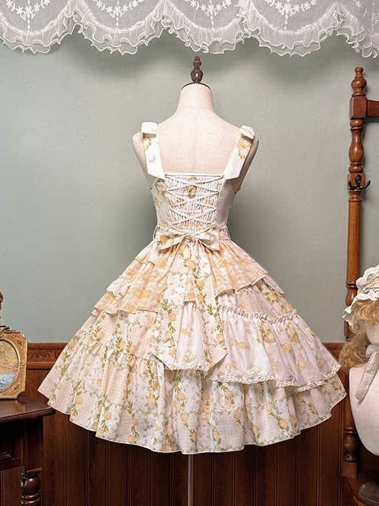 Lemon and Patchwork Lolita Sweet Print Skirt Dress Design Bunny