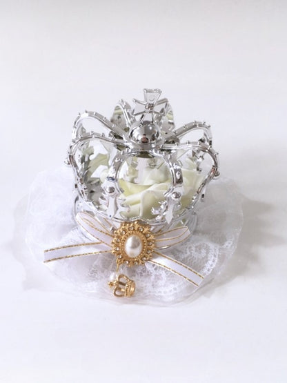 Headpiece 4 with Bead Options Lace White Lolita Bow Accents Crown Color and – Based Silver