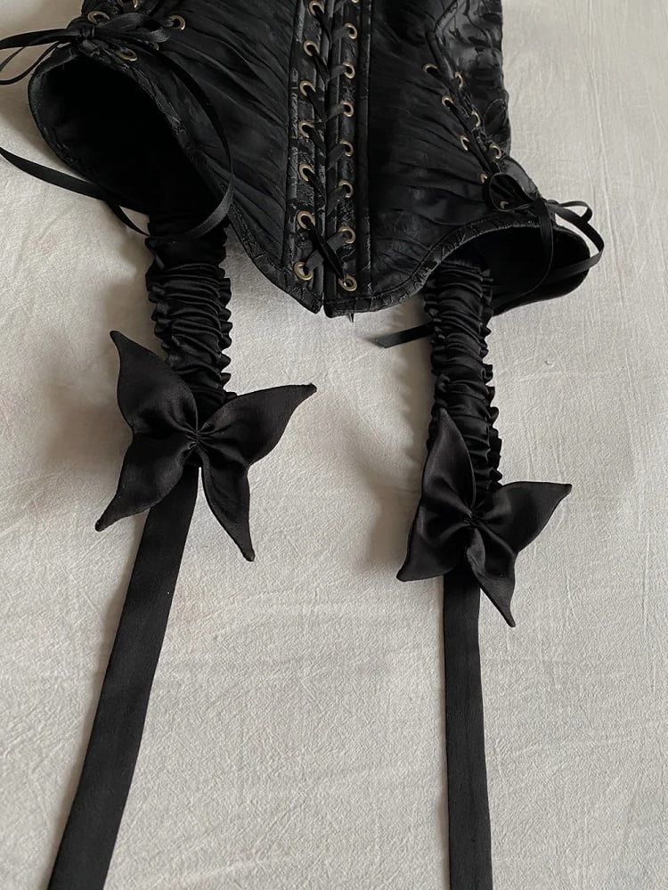 Satin White Butterfly Black Clips Dress Red /