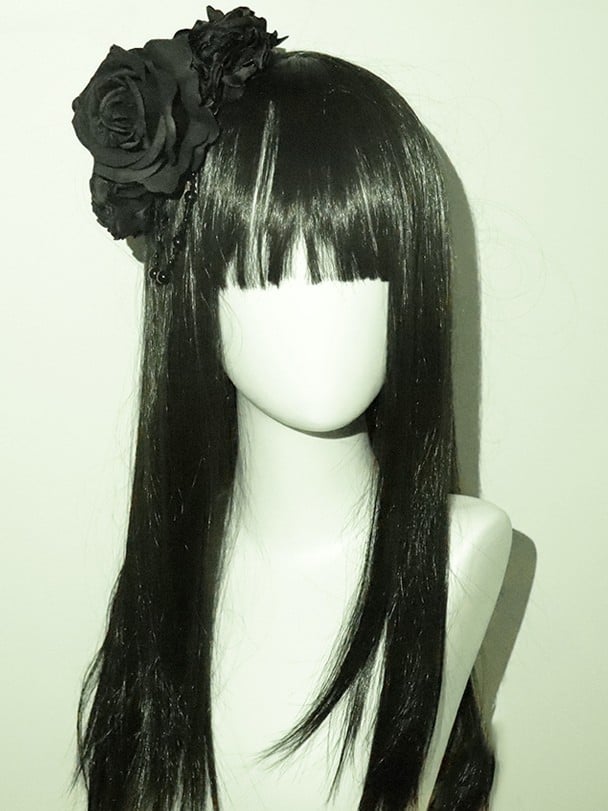 Black/Blue/Red Charm Hairclip Beaded Floral Design