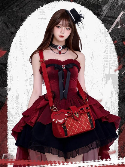 Sac Ita cœur et couronne en PU rouge - thejunco