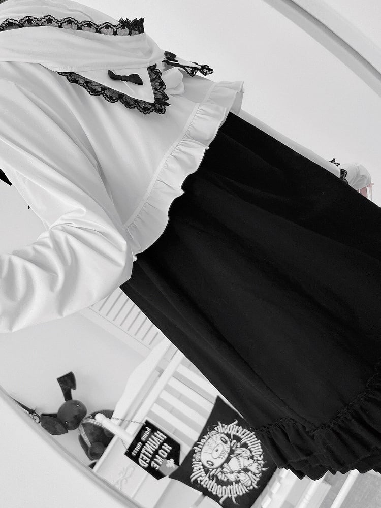 White Kitty-Ear Hooded Cropped Jacket with Lace - Bunny Rush