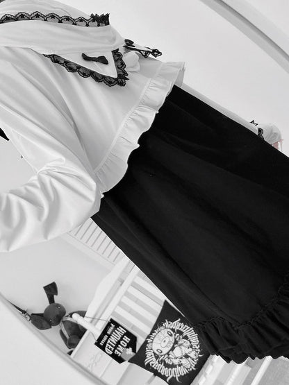 White Kitty-Ear Hooded Cropped Jacket with Lace - Bunny Rush