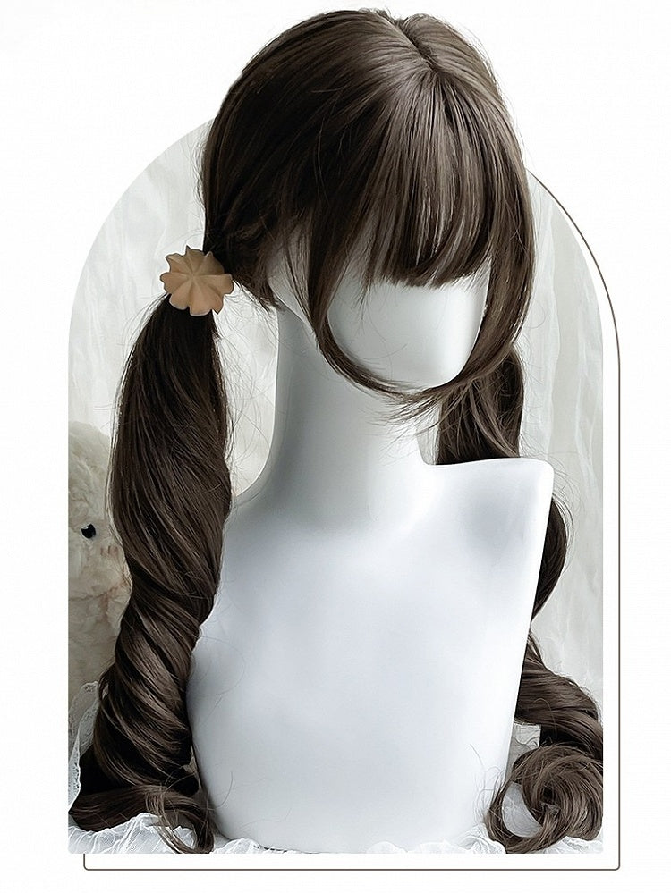 ブラウン合成ウィッグ ポニーテール 75cm ダブルバングス エアウィズ