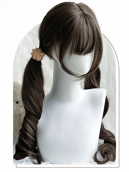 ブラウン合成ウィッグ ポニーテール 75cm ダブルバングス エアウィズ