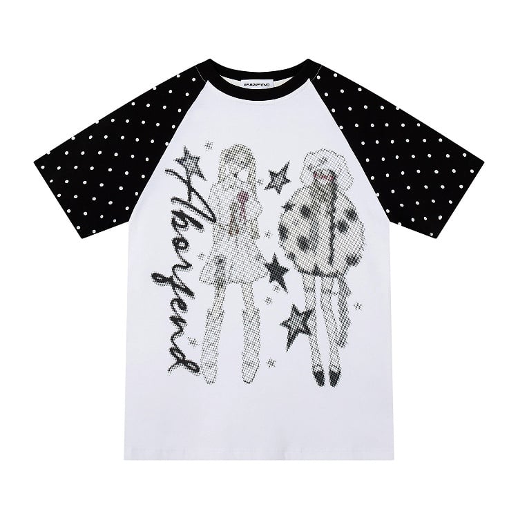 Monochrome Pixel-Printed Tee with Retro Graphic - Languid Park