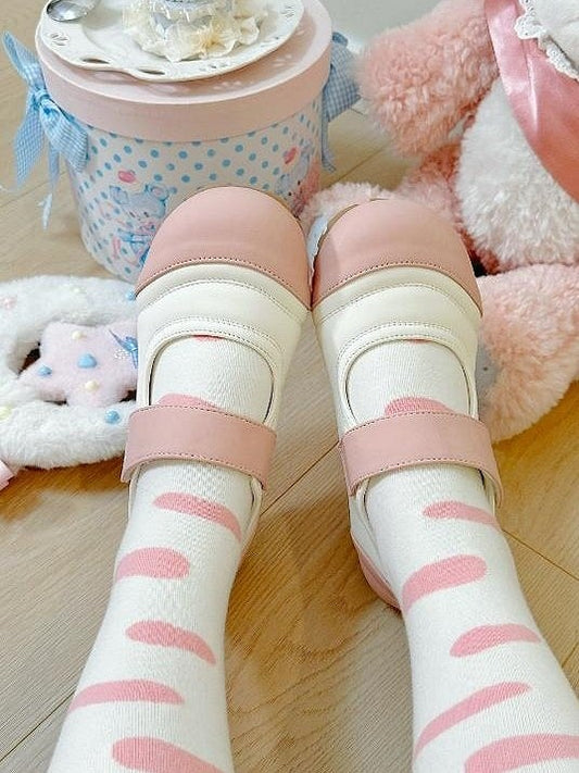 Sweet Lolita Pink Flat Shoes with Hook and Loop Strap