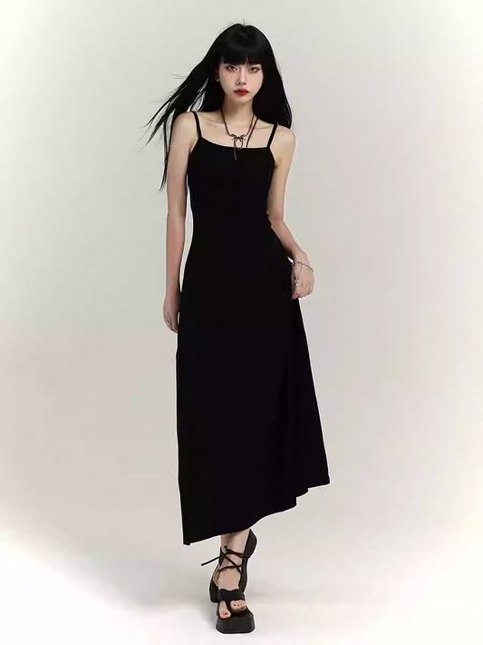 Gray/Black Ankle Length Glamorous Slim-fitting Cami Dress