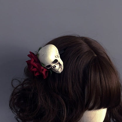 with Hairclip Skeleton Accent/Skeleton Rose Hand Red