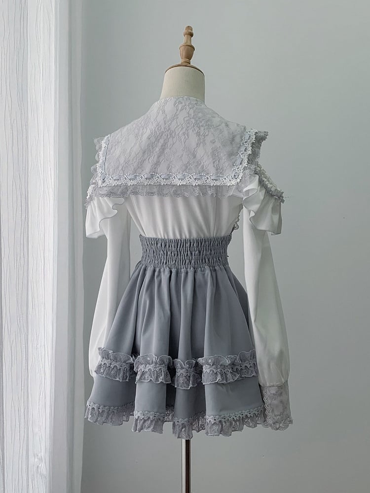 High-Waisted Skirt with Bead Chain and Lace - Ekomi