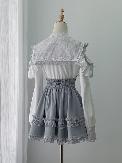 High-Waisted Skirt with Bead Chain and Lace - Ekomi