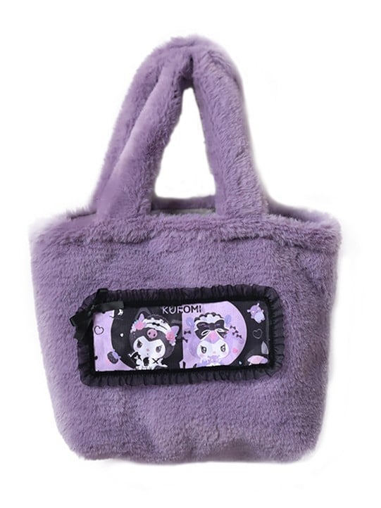 Sweet-Edgy Purple Bag Tote Lolita Cartoon Plush Print