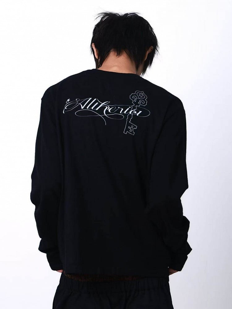 Punk Genderless Black Knit Sweater Portrait Print