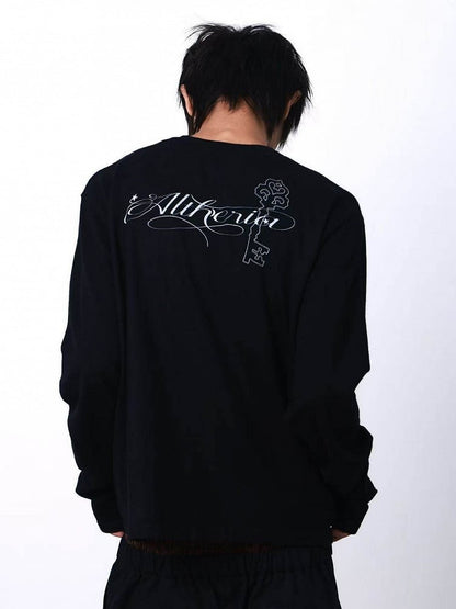 Punk Genderless Black Knit Sweater Portrait Print