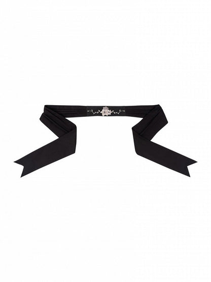 Floral Embroidered Waist Belt in Black and Pink - Yimu Walnut