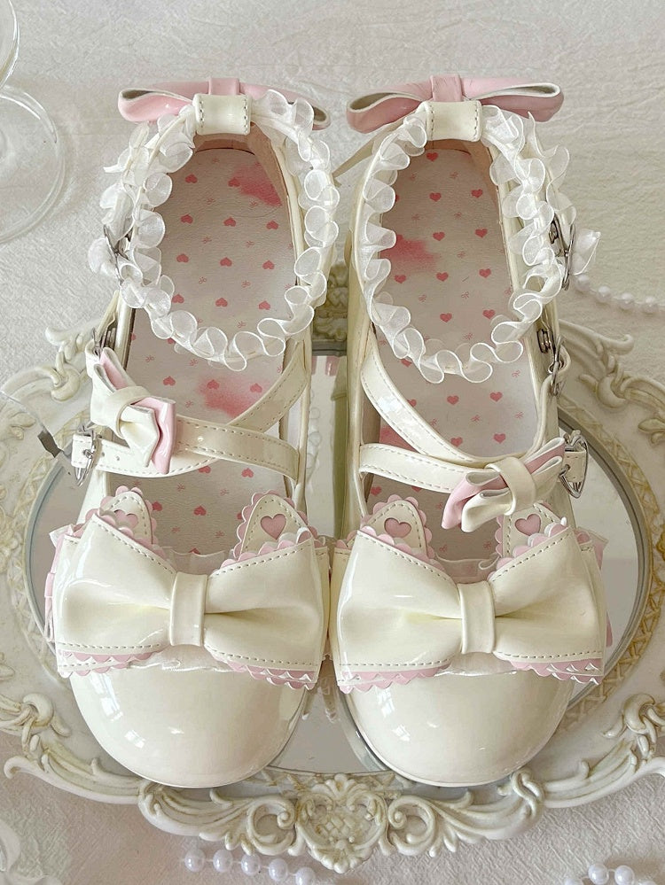 Bow Cat Ear Sweet White Janes Platform Details with Lolita - Accents Mary
