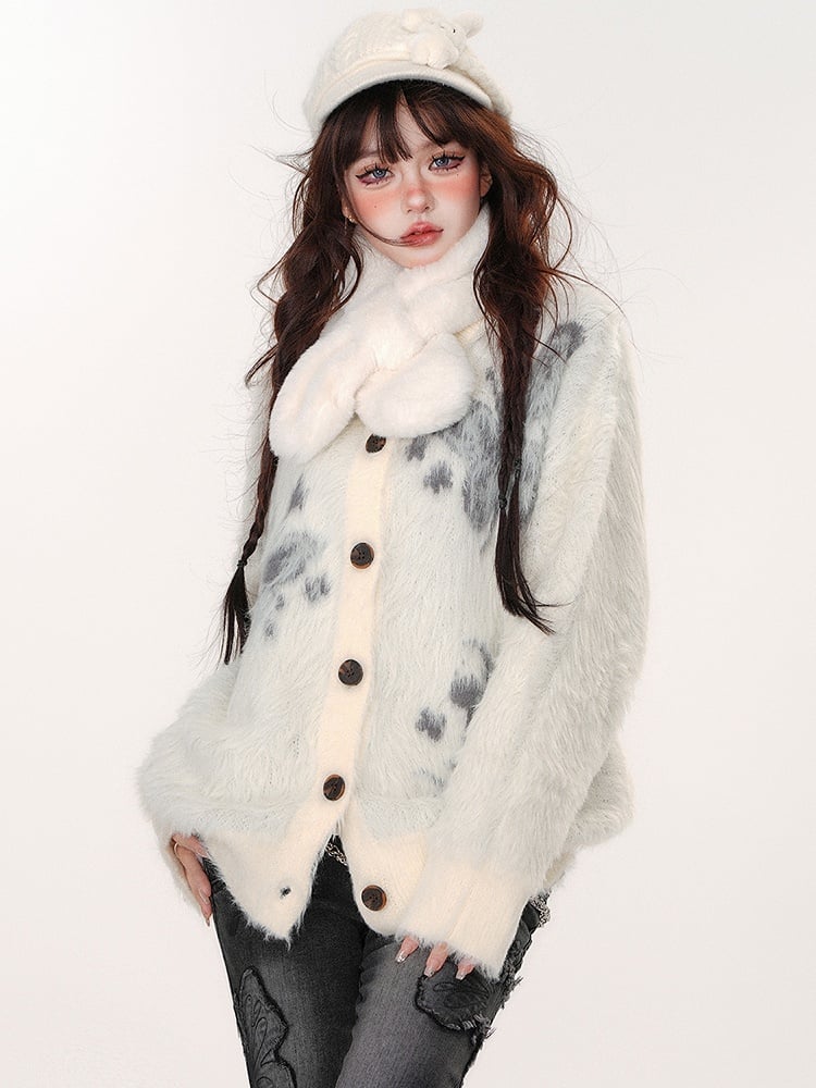 Mohair-Cardigan mit Schmetterlingsmuster