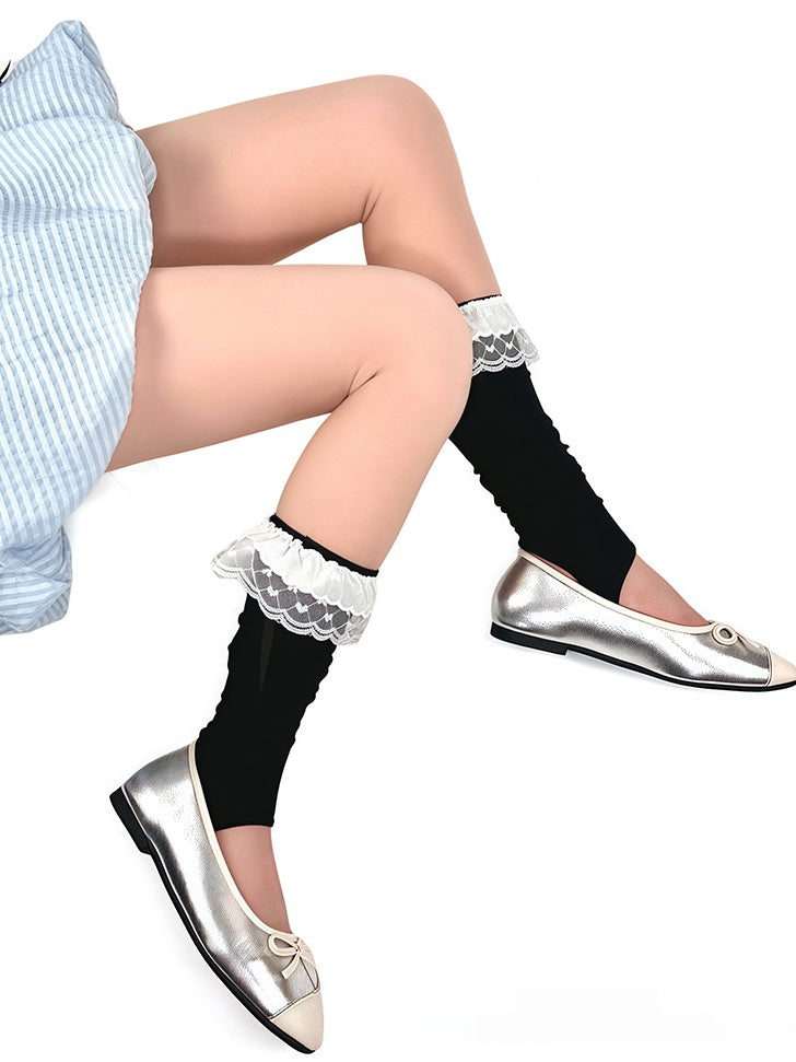 Lace Footed Leg Warmers 5 Colors Trim