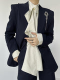 Pocket Chest Lolita Unisex Vintage with Blue Dark Blazer Slim-fitting Ouji