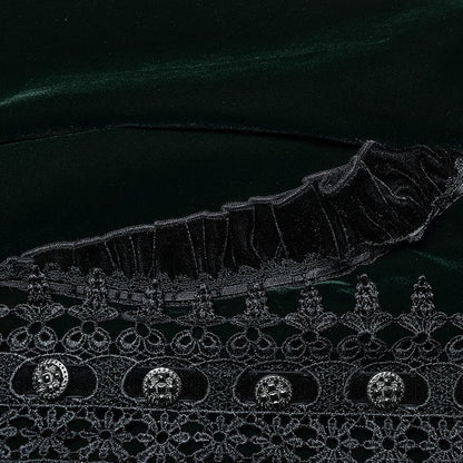 Goth Symmetric Gorgeous Green Coat Black