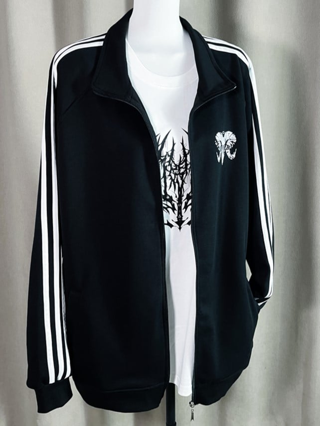 Sweatshirt Zip-Up Cross Black and Print Gothic Coffin with