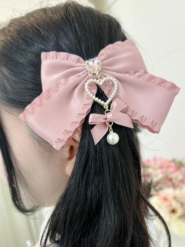 5 Color Charm Bowknot Pearl Options Kei Hairclip Heart Jirai