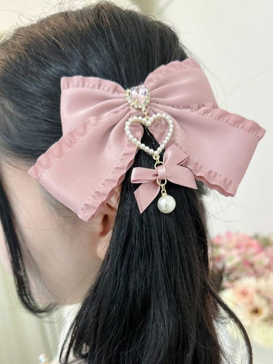 5 Color Charm Bowknot Pearl Options Kei Hairclip Heart Jirai