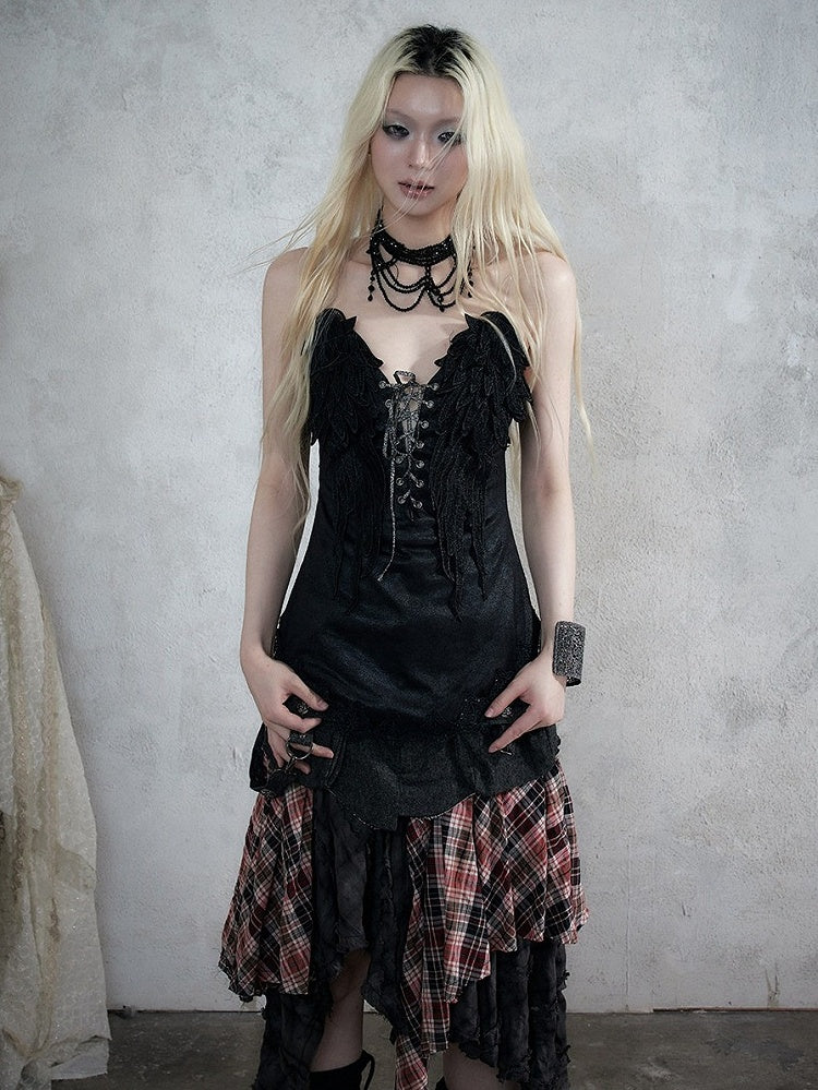 3D Wing Embroidered Lace Corset Top in Black - NO ROMANCE