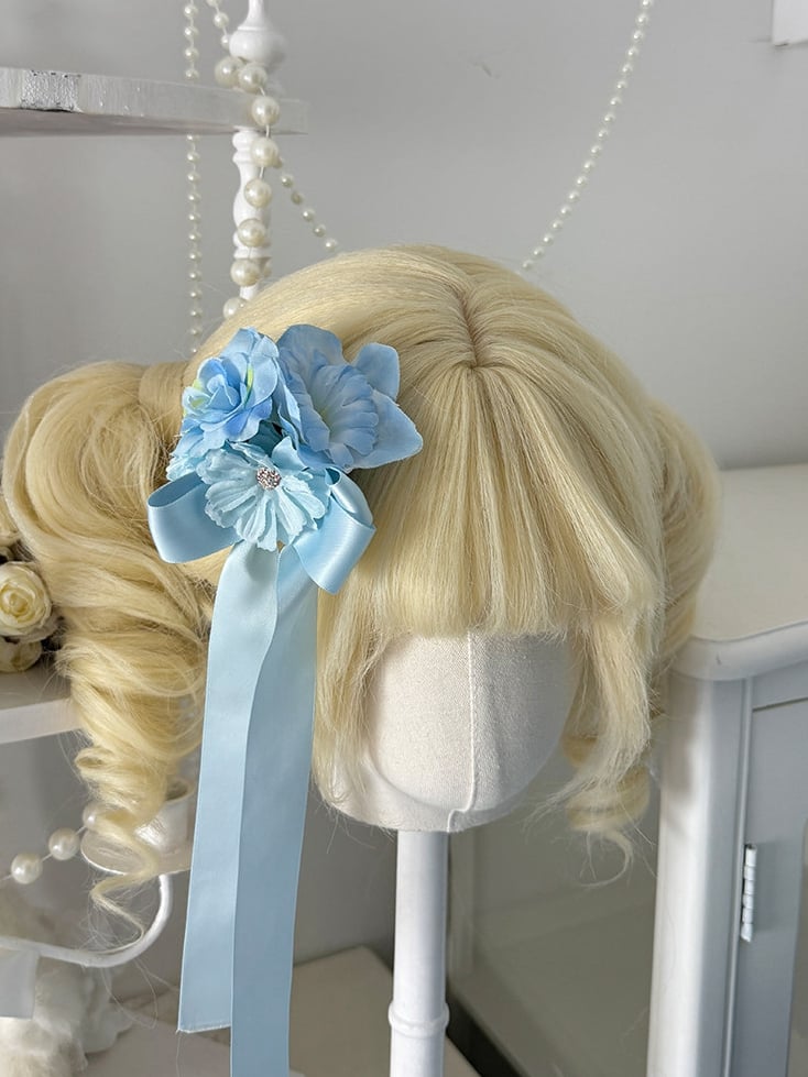 Blue Floral Hairclip - Flower Ferry Lolita