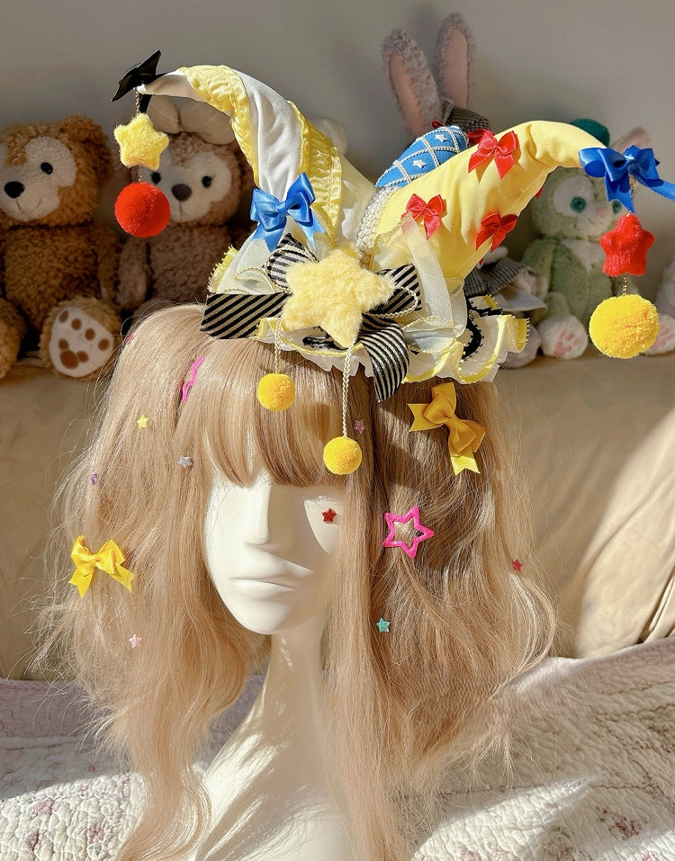 Pom-Pom and Multiple with Colors Bowknot Clown – Decorations Options Hat