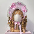 Adorned School Pink Bows and Old Lace Bonnet Lolita