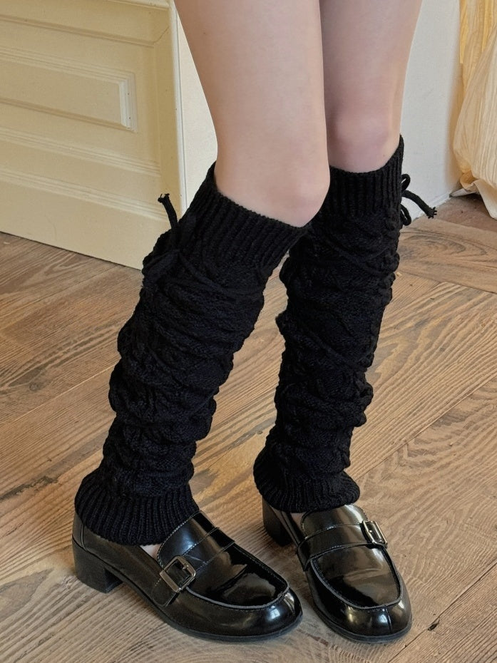 White Y2K Knitted Leg Warmers
