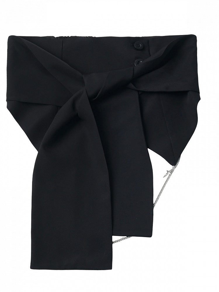 Black Asymmetric Corset Belt with Chain Detail - PINK SAVIOR