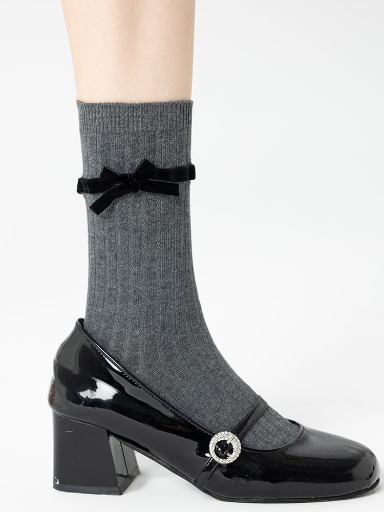 Cotton Decorated 20CM 4 Colors Bow Socks Ballet-Style