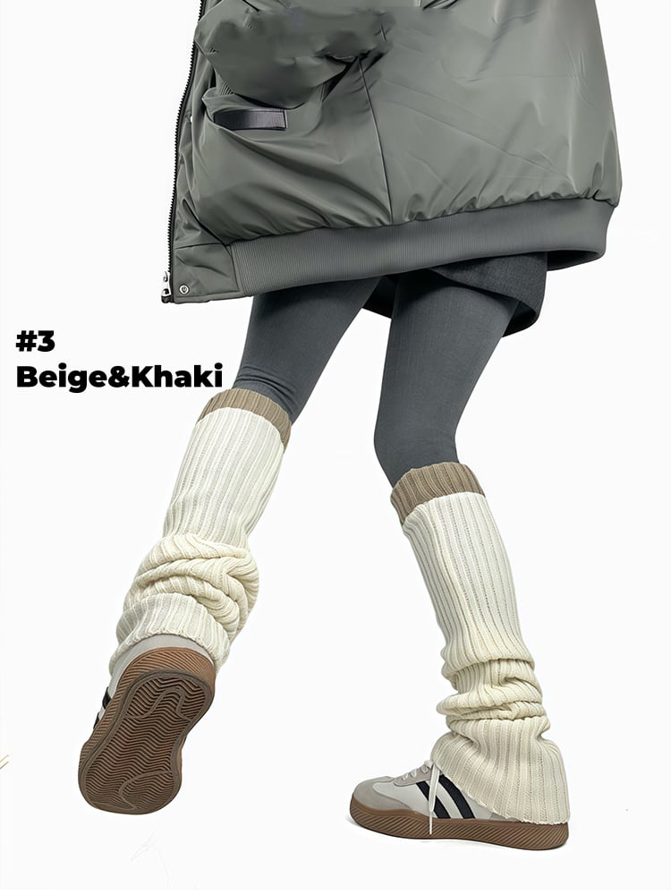 コントラストトリムニットレッグウォーマー
