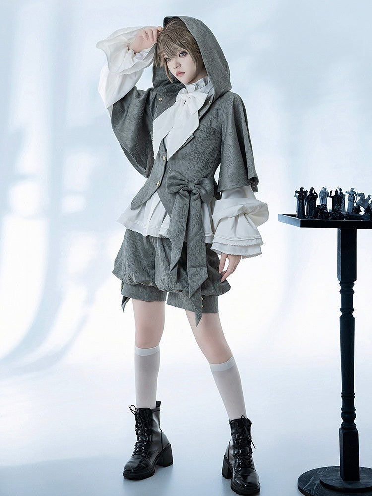 耳付きジャケットフードグレー王子バニーオーバーサイズファッション