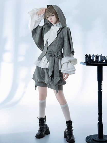耳付きジャケットフードグレー王子バニーオーバーサイズファッション