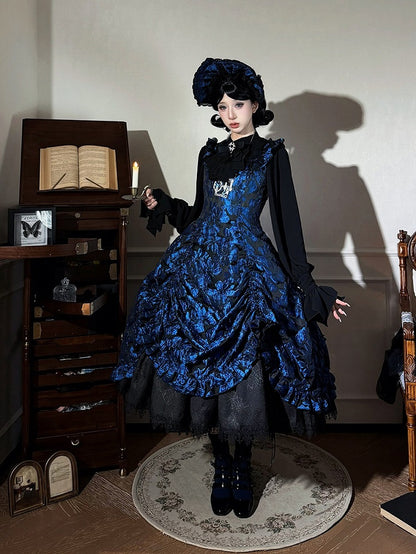 Dark Blue Ruffled JSK Gothic Lily - Miss Point