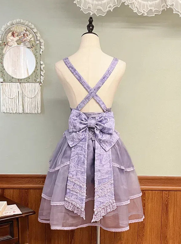 Shorts Straps Waist with Bloomer High Ouji Lolita Purple Shoulder Detachable