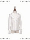 White Long Sleeve Lolita Shirt with Detachable Bowknot - iris de nuit