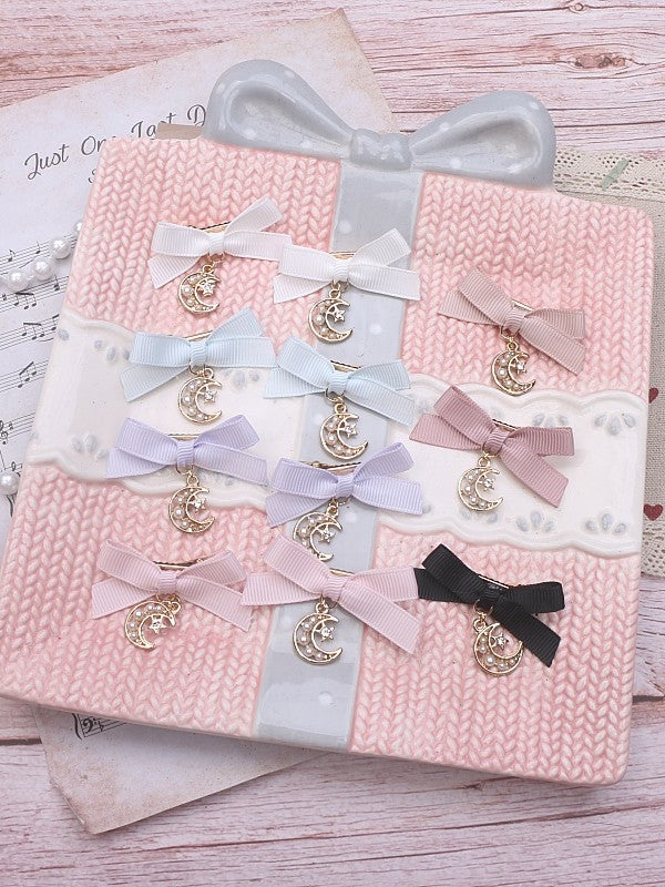 Options 7 Bowknot Jirai Color Kei Moon Charm Hairclip