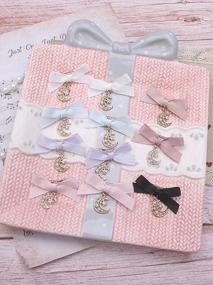 Options 7 Bowknot Jirai Color Kei Moon Charm Hairclip