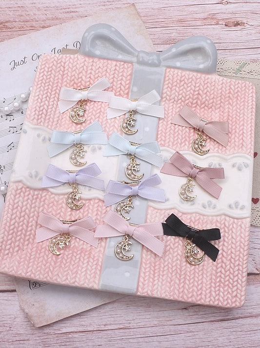Options 7 Bowknot Jirai Color Kei Moon Charm Hairclip