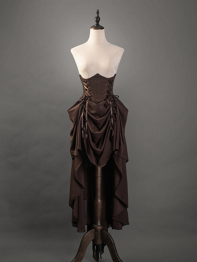 Brauner Korsettgürtel mit hoher Taille unter der Brust