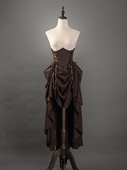 Brauner Korsettgürtel mit hoher Taille unter der Brust