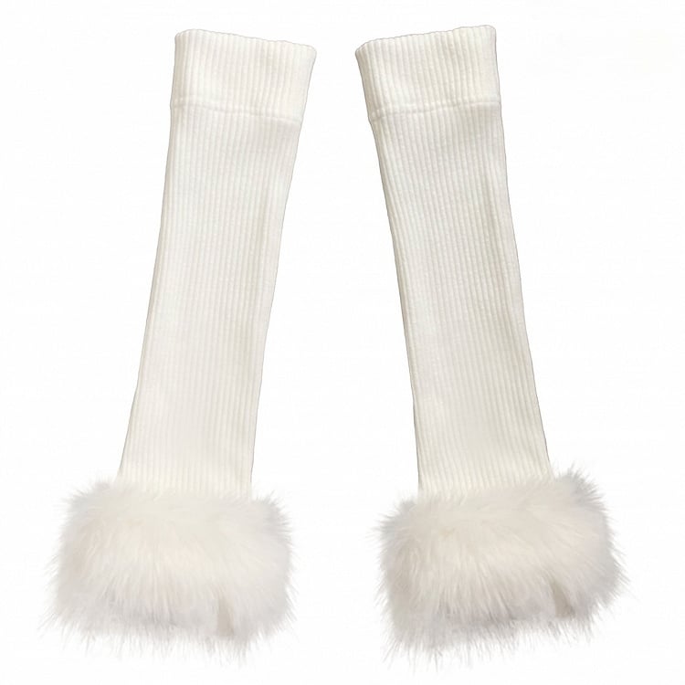 with Sleeves Cuffs Fluffy White Lolita