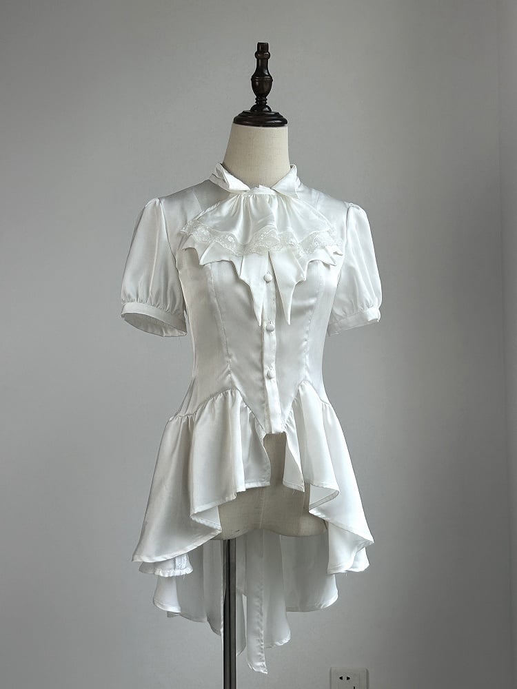 Puff Lolita Short White Sleeves Gothic Ouji Shirt Split-Tail